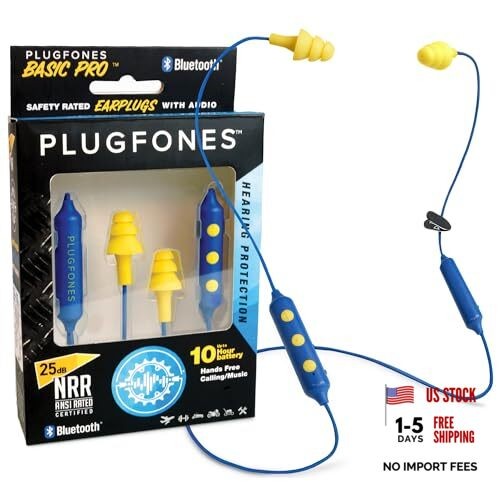 Basic Pro Earplug Headphones Wireless Bluetooth in-Ear Earplug Blue, Yellow