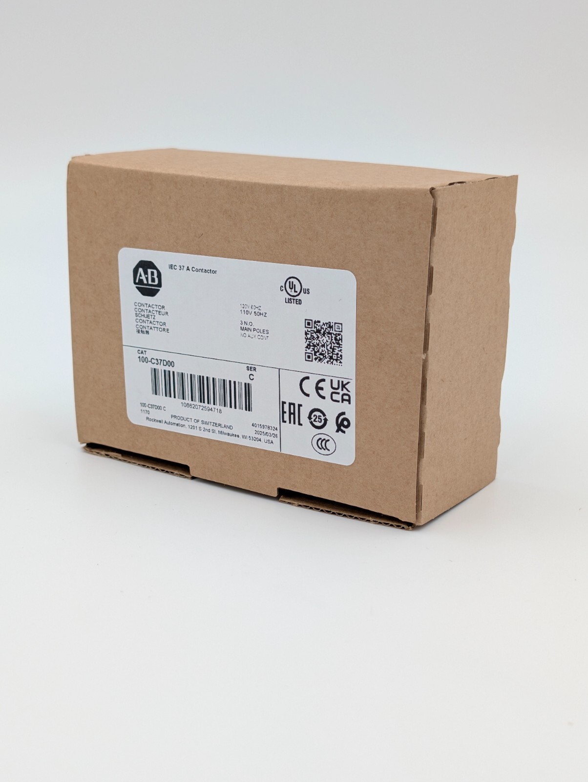 Allen Bradley 100-C37D00 37A 110V 50 Hz/120V 60 Hz AC Contactor USA NEW in BOX