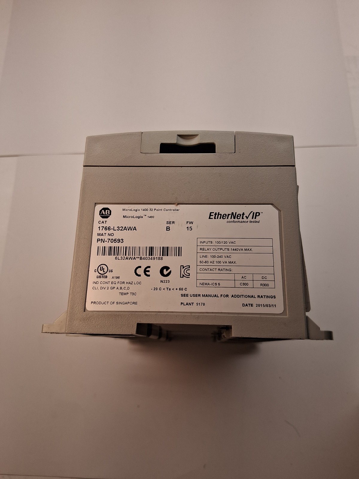 ALLEN BRADLEY 1766-L32BWA / B 32POINT CONTROL MODULE Old Stock