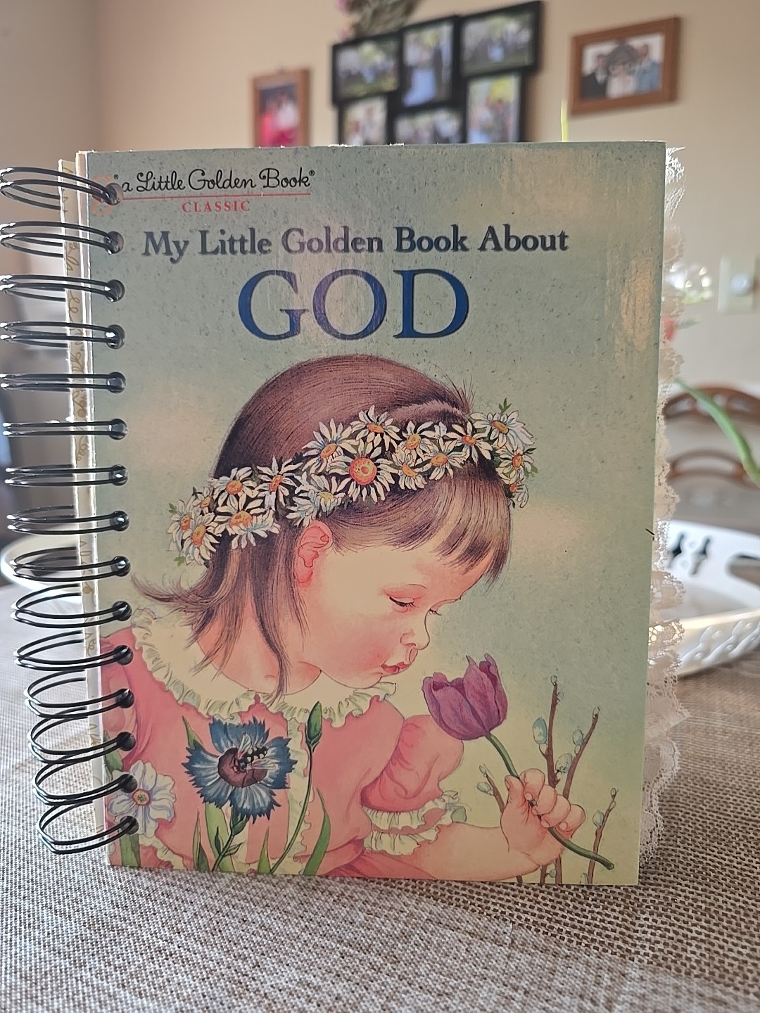 LGB About God Hardcover Junk Journal Wire Bound Scrapbook Vintage Upcycled Book