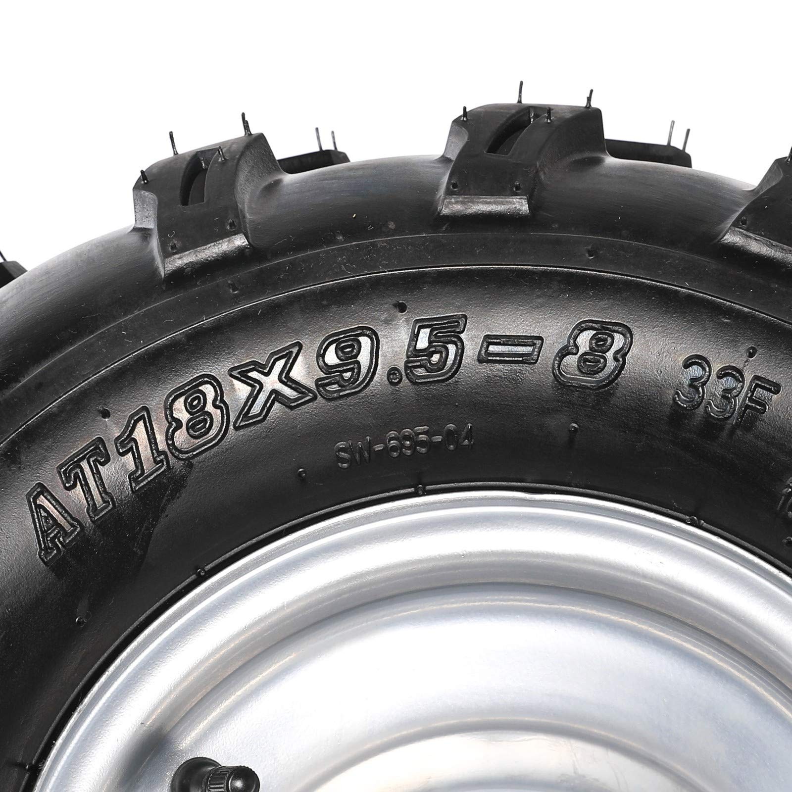 18×9.5-8 ATV Tire Rim 4 Lug 110mm for Go Kart UTV Mini Bike Golf Cart Lawn Mower