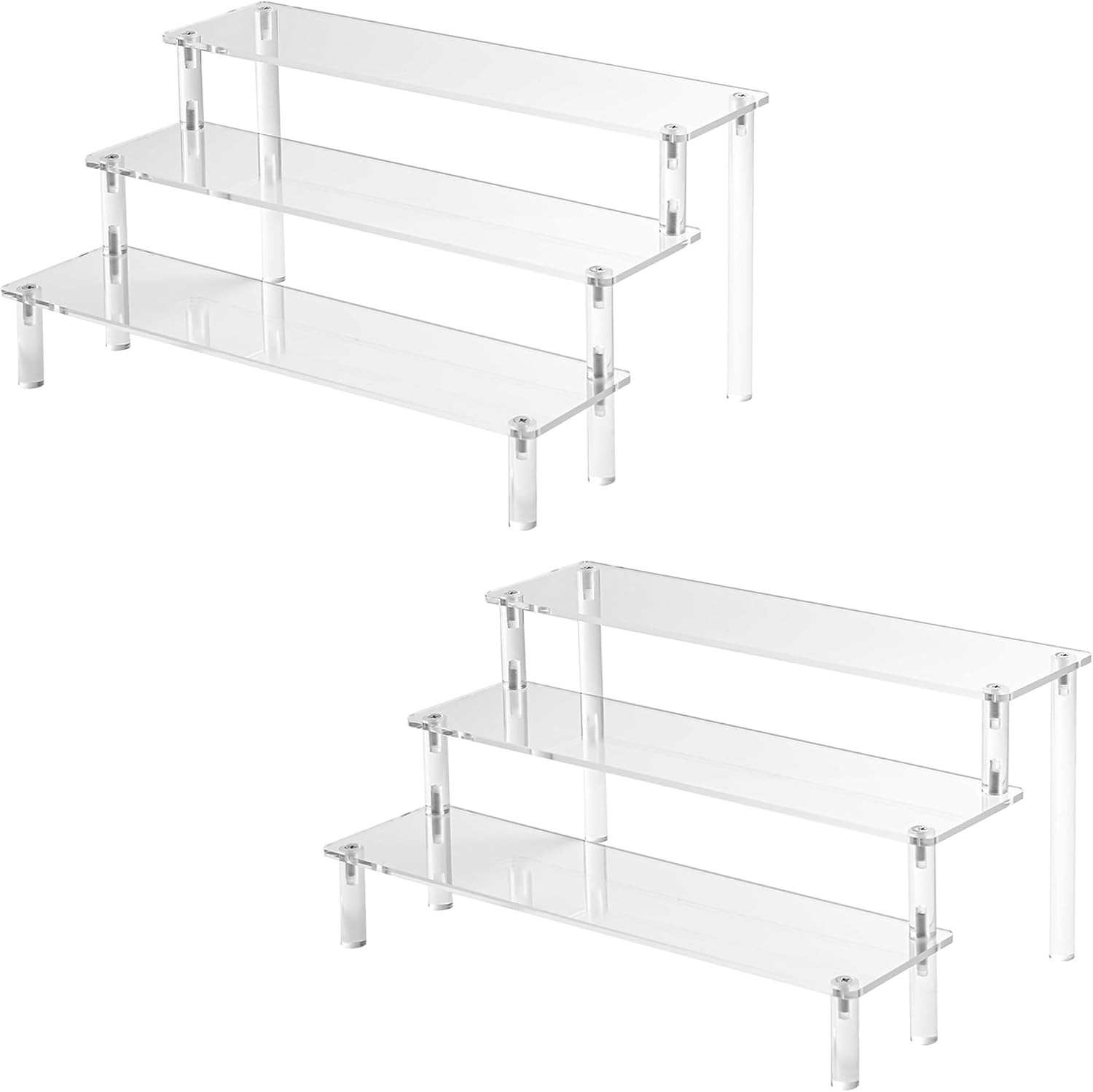 2PCS Acrylic Risers Display Stands, 3 Tier Perfume 2PACK Large 11.8IN, Clear