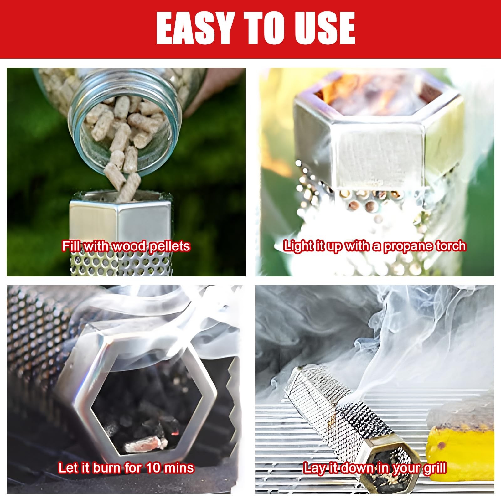 SHIKORI Smoker Tube,Stainless Steel Pellet Tube 6.1*2.16*1.96 in, 6 in