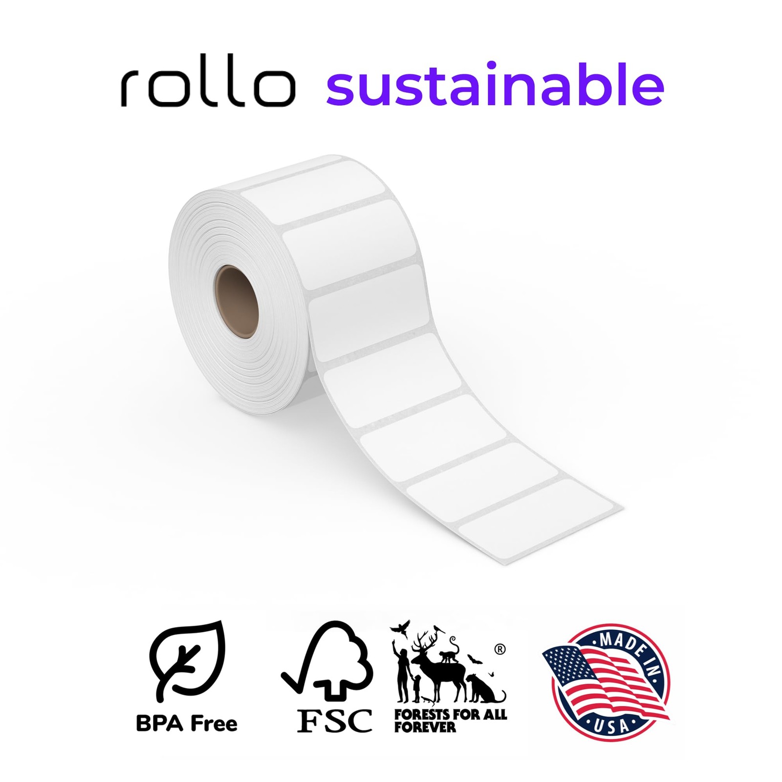 Rollo Direct Thermal 2×1 Barcode Labels – Roll of 1000 Thermal Labels for Shi…