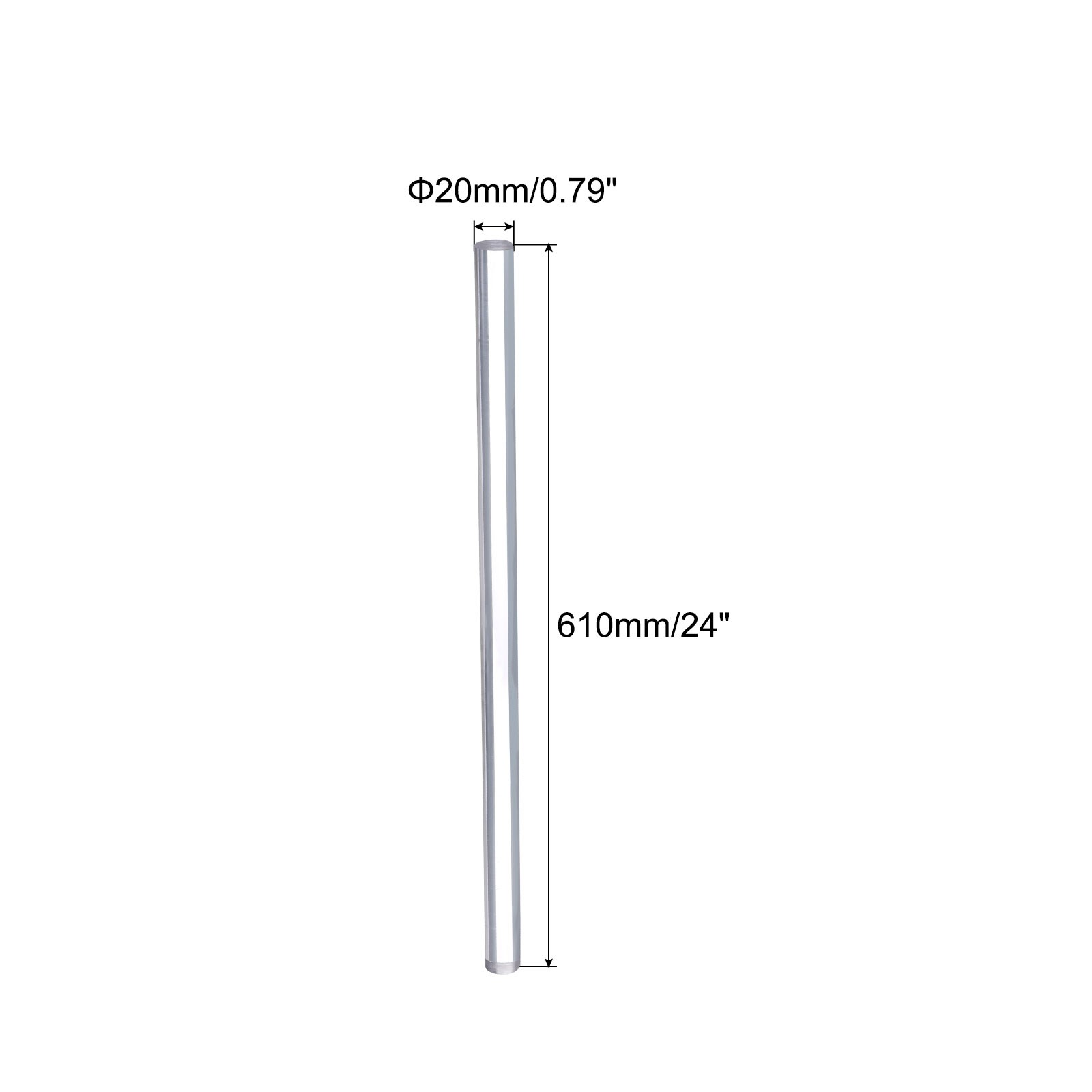 Acrylic Round Rod, 20mm x 24-inch Clear,Solid Plastic PMMA Bar Stick