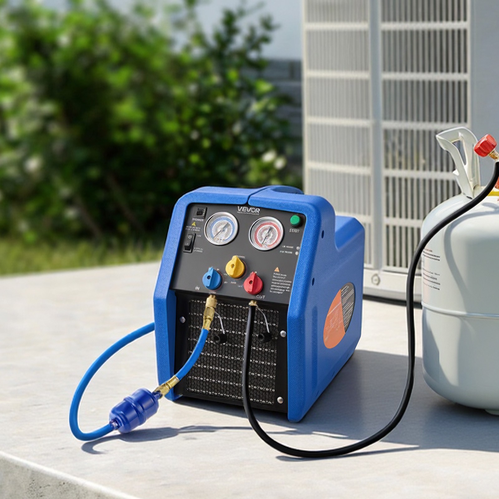 VEVOR Portable Refrigerant Recovery Machine 3/4 HP Single Cylinder Vapor Liquid