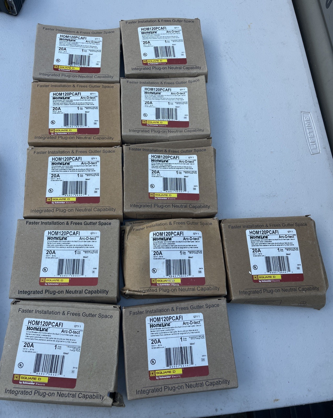 10 PCS HOM120CAFI HOM120CAFIC Homeline Square D Breaker 20 Amps 120 Volts 1 Pole