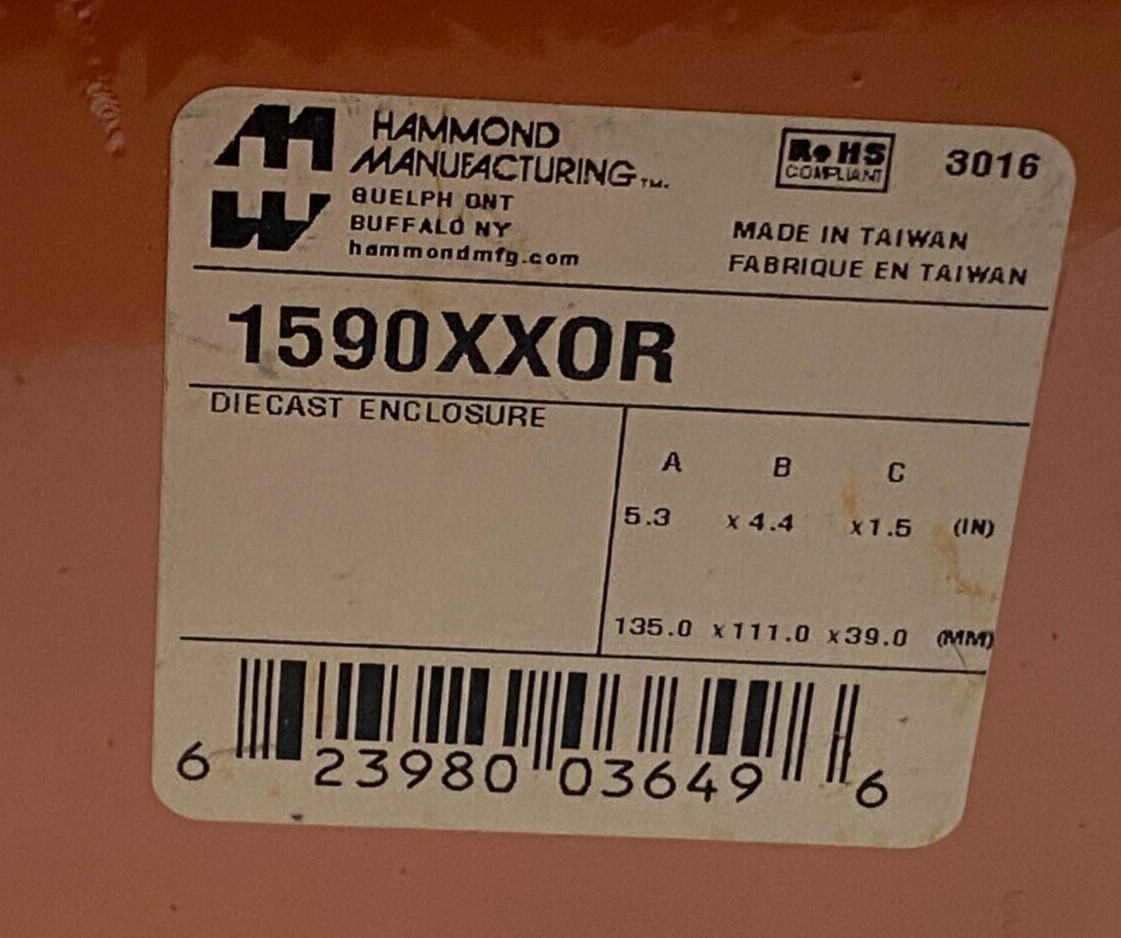 HAMMOND 1590XXOR Orange Diecast Stomp Box (145 mm x 121 mm x 39 mm)