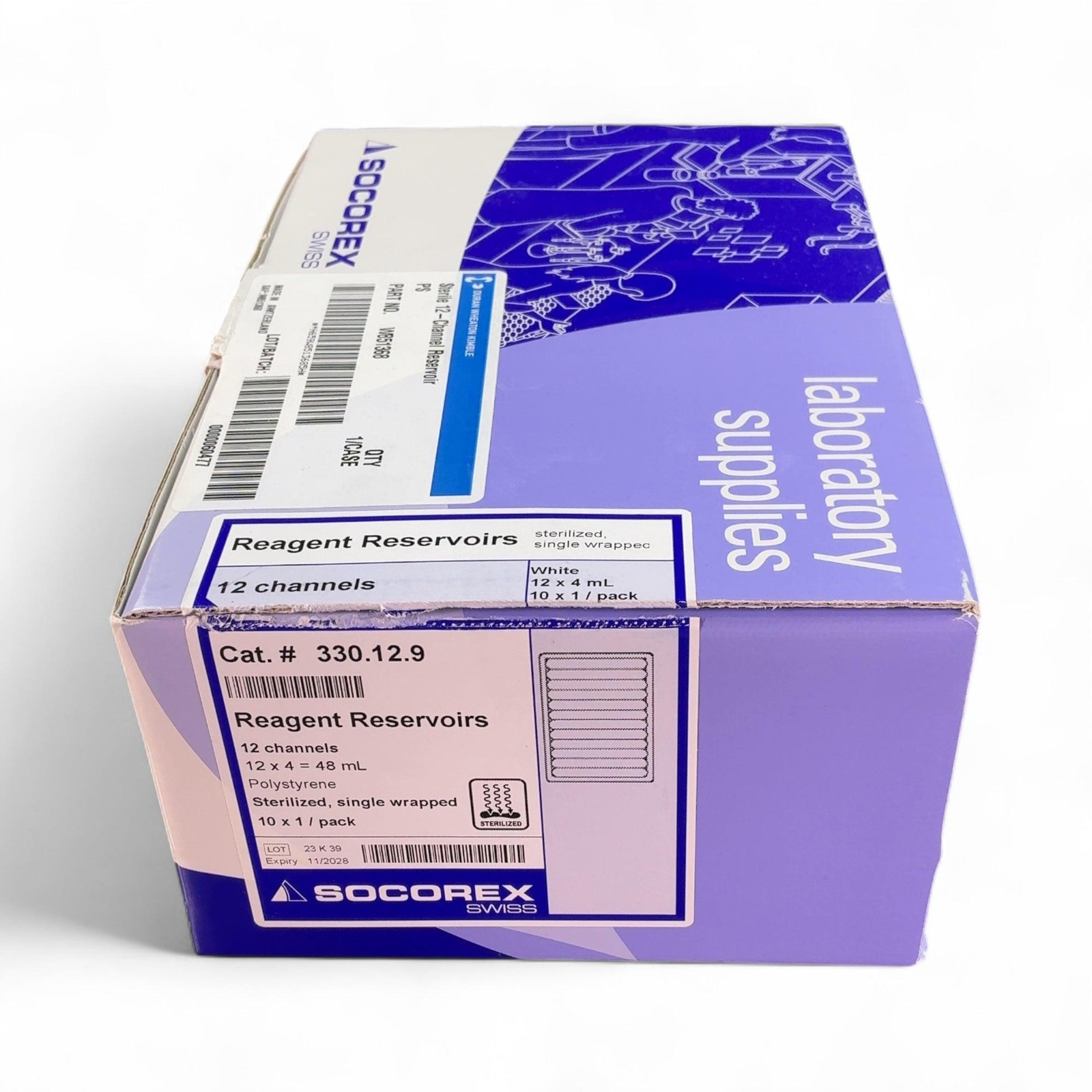 Socorex Sterile 12-Channel Reagent Reservoir 330.12.9 12x4mL Partial Open Box