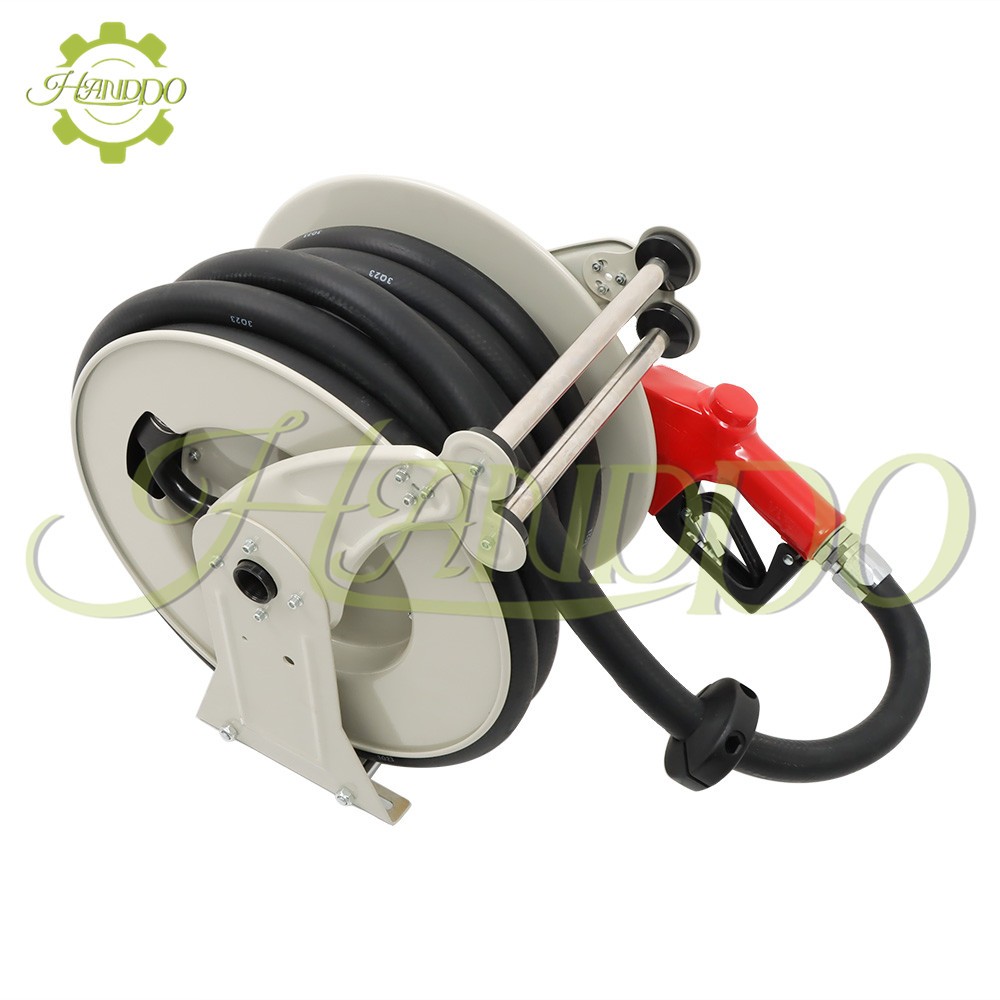 1″ × 50FT Diesel Hose Reel Fuel Hose Reel with Fueling Nozzle Retractable 300PSI