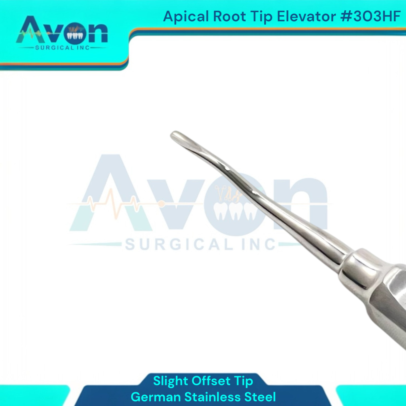 Apical Root Tip Tooth Extraction Elevator, Slight Offset Gouge Tip, #303HF