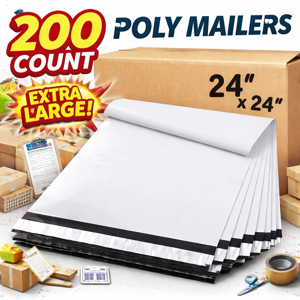 200 24×24 Poly Mailers Self Sealing Shipping Envelopes Plastic Bags