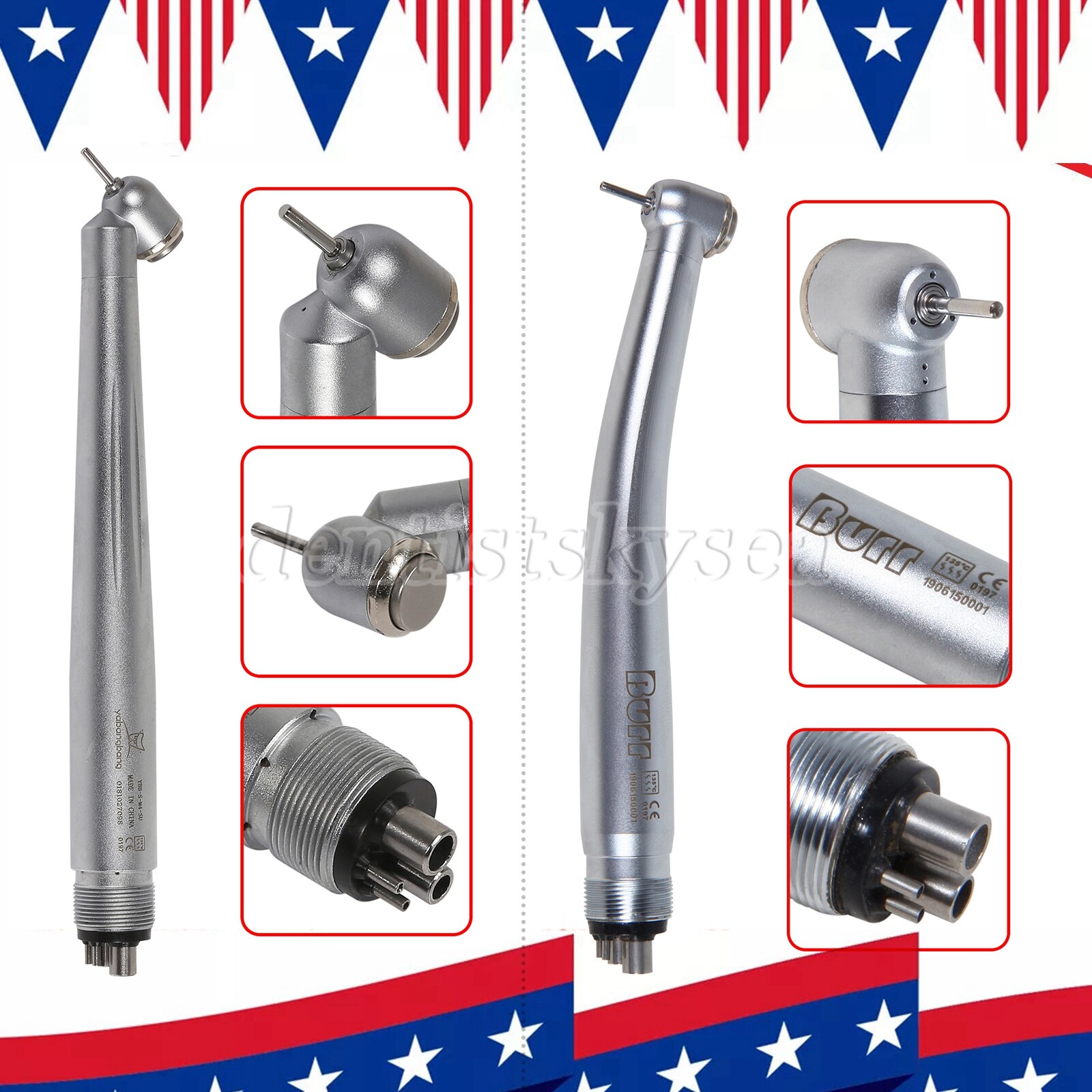 1/5/10Pcs USA Dental (45° Angle) High Speed Handpiece 4Hole Turbine U3BM