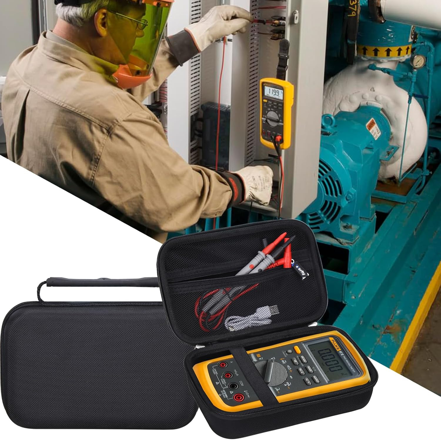 Case for Fluke 87-V/ 77 IV/ 83V/ 88 Industrial Digital Multimeter, Large Capacit