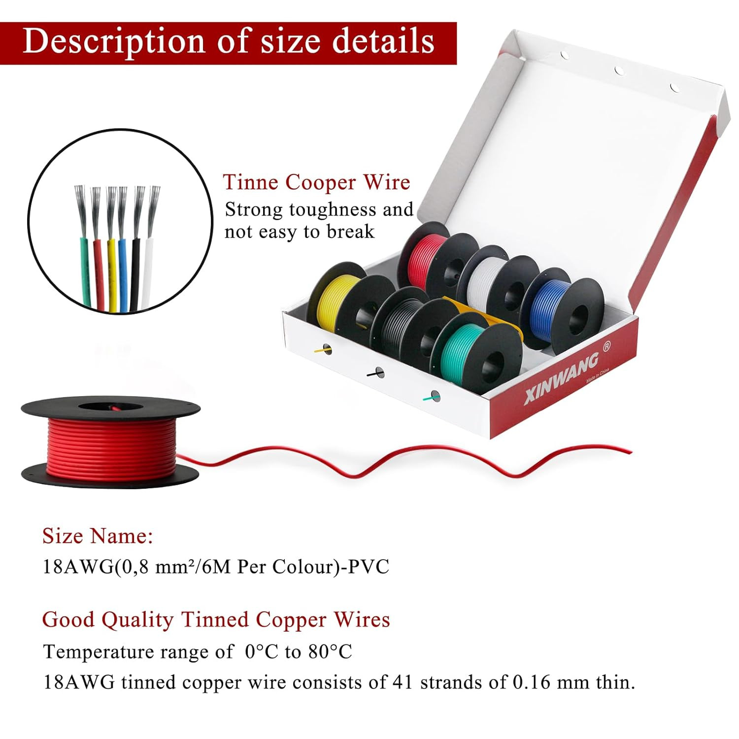 18 Gauge Electrical Wire,18 awg Wire- 18 Gauge Stranded Tinned Copper Wire with