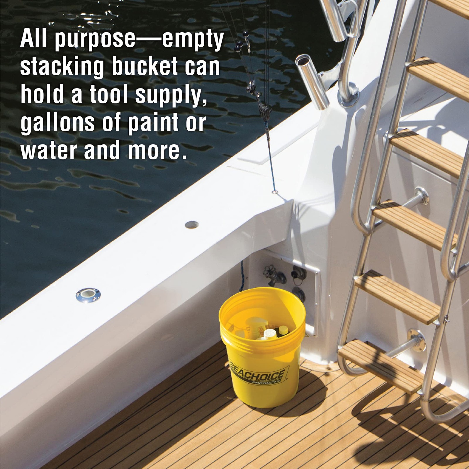 Seachoice 5-Gallon Plastic Bucket w/Metal Handle, Yellow One Size,