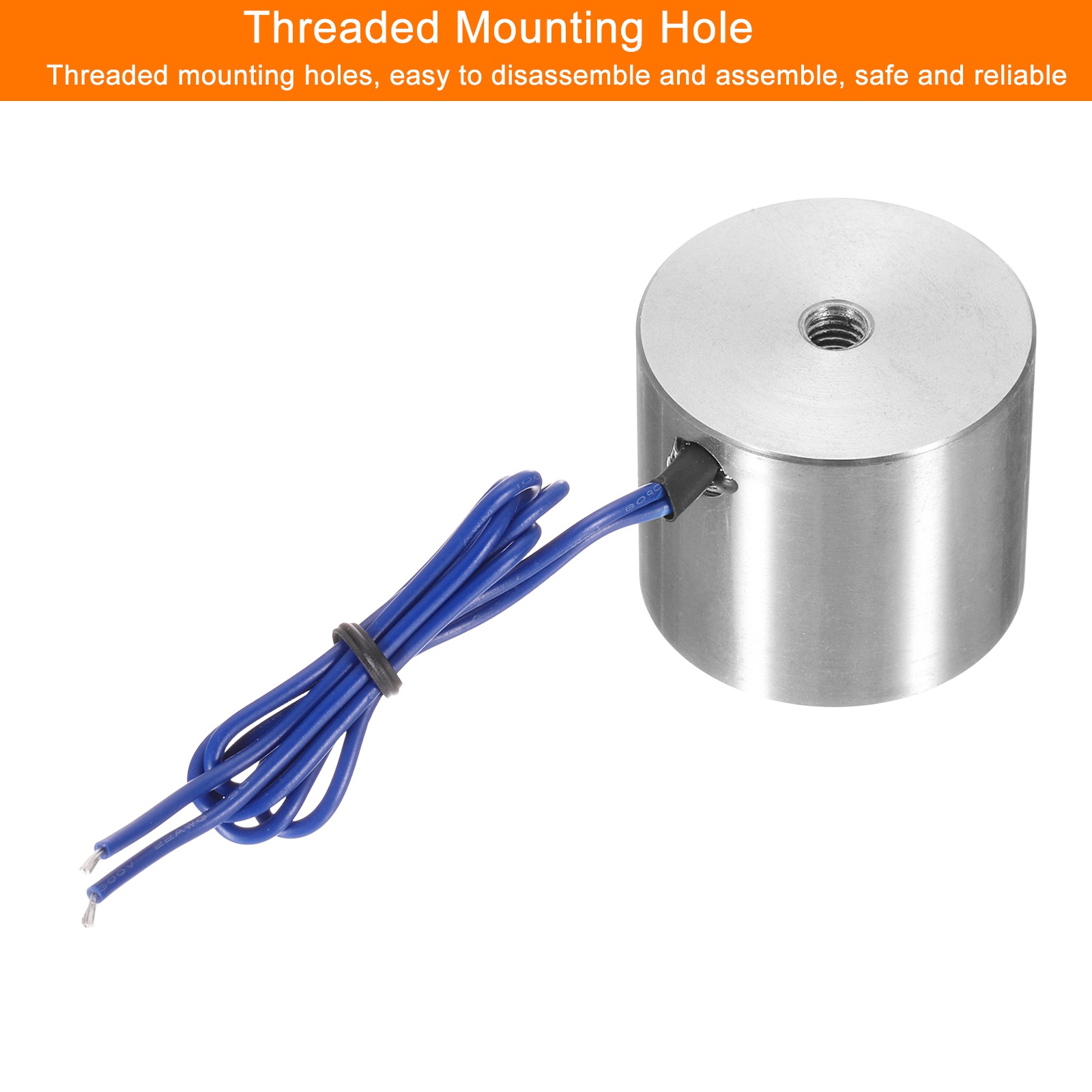 Round Solenoid Electromagnet DC 12V 300N 66LB/30Kg Electric Magnet