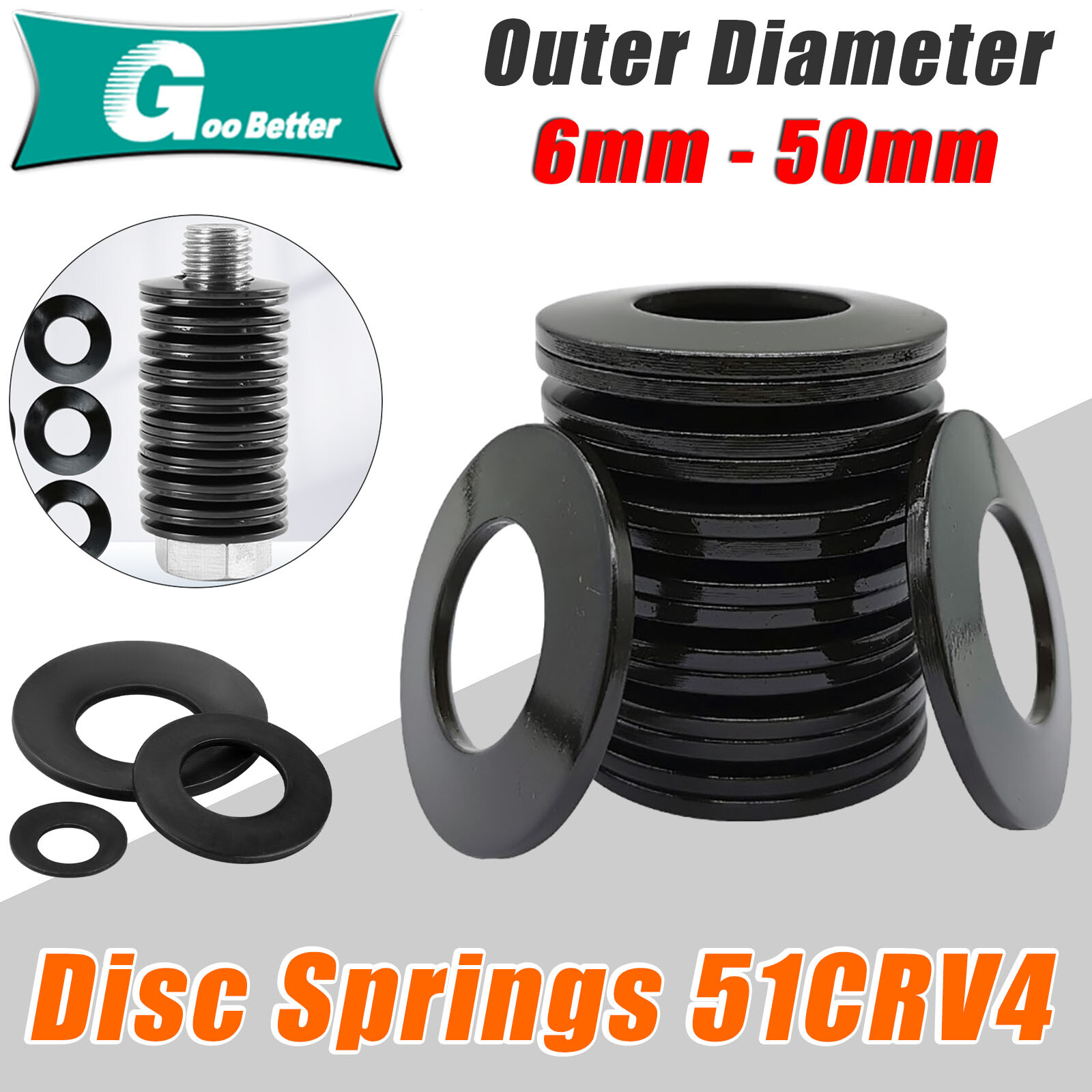 Belleville Spring Compression Washer Disc Springs ID 6mm – 50mm Various Sizes