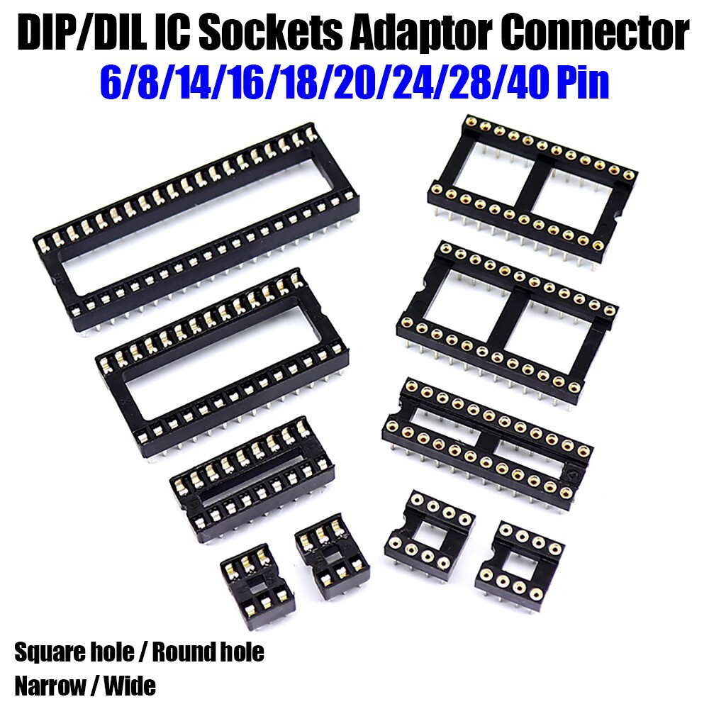 DIL IC Sockets Integrated Circuit Socket DIP Holder 6/8/14/16/18/20/24/28/40 Pin