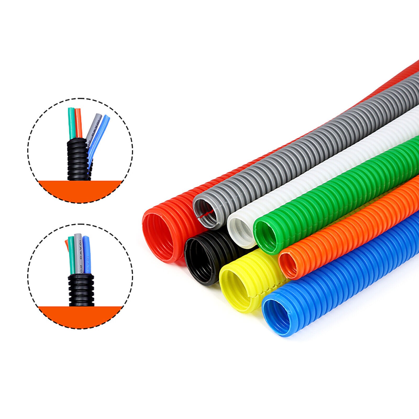 Automotive Wire Protector Harness Corrugated Split Wire Loom Conduit Flex Tubing