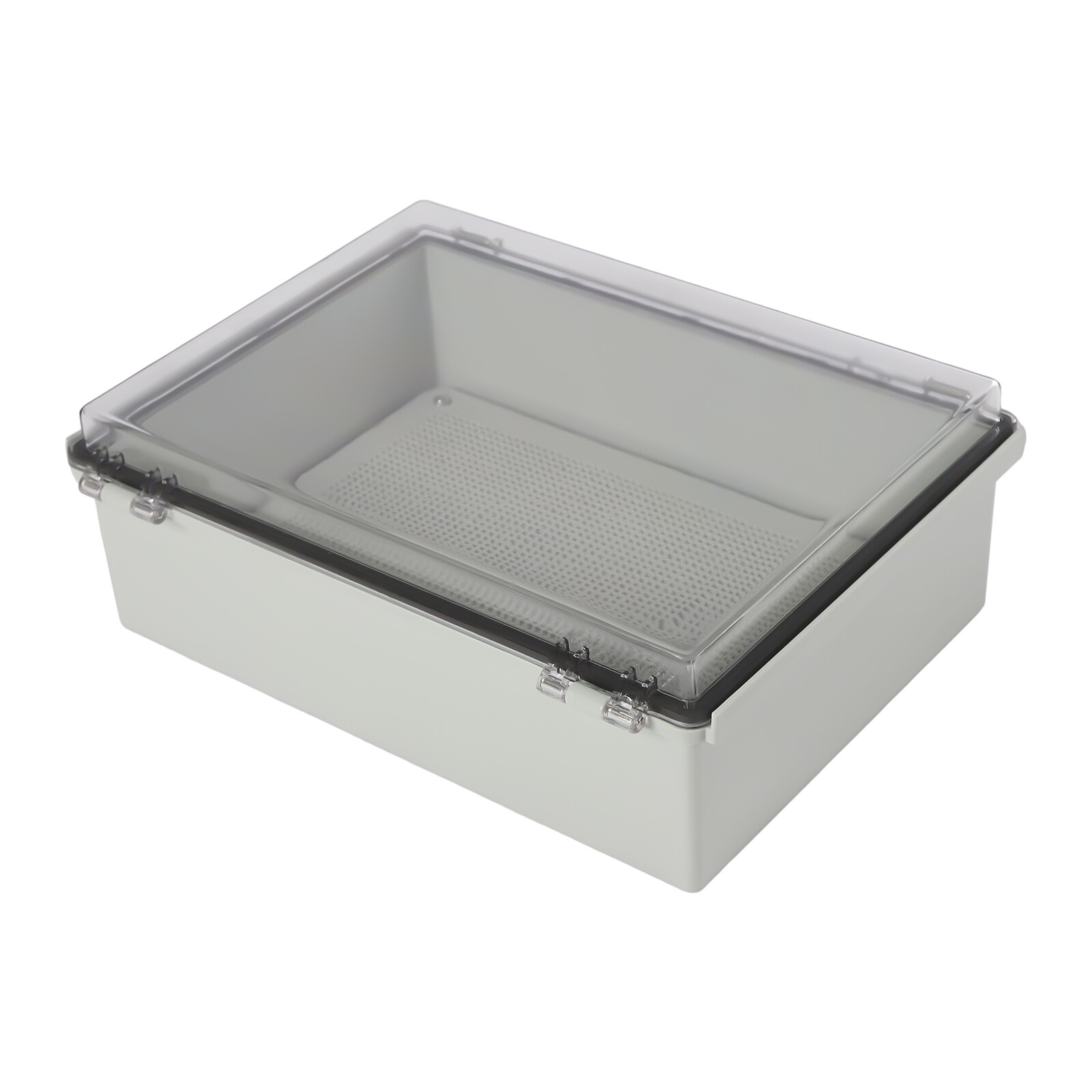 Wall Mount Hinged Cover Junction Box with Stainless Steel Latch and Clear Lid