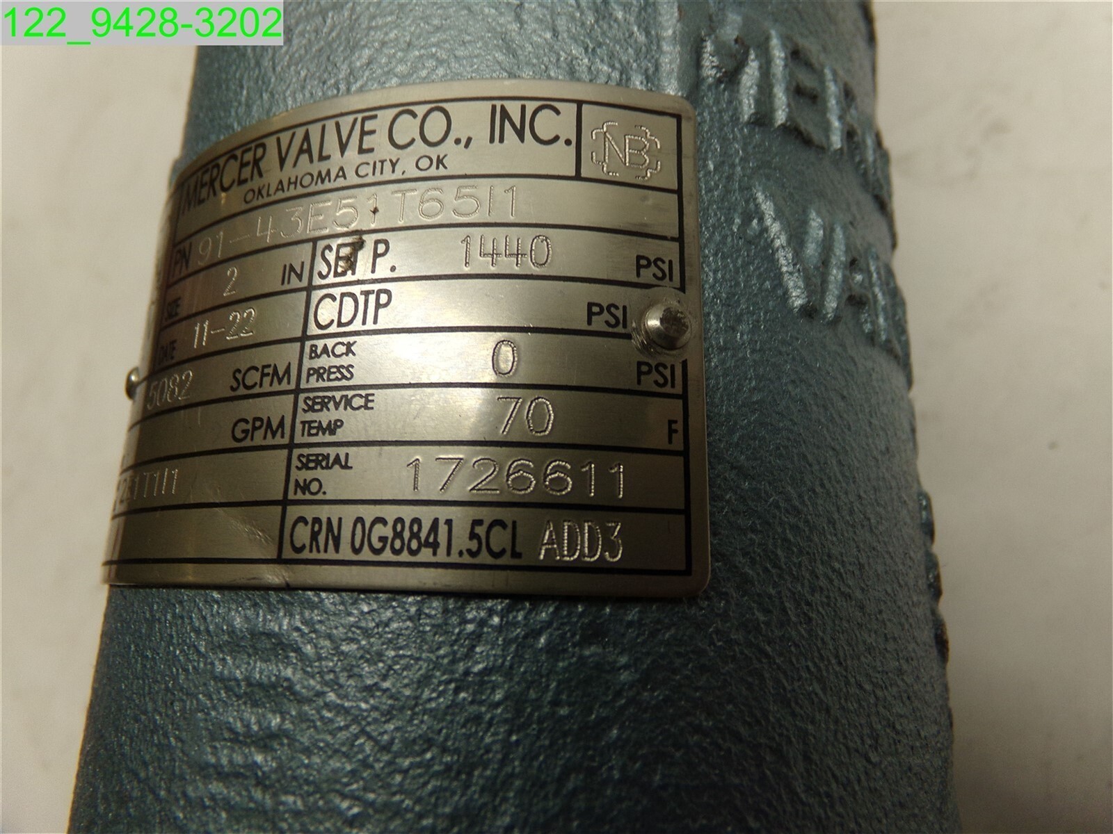 MERCER 2″ VALVE 91-43E51T65I1 1440 PSI 9100 SERIES