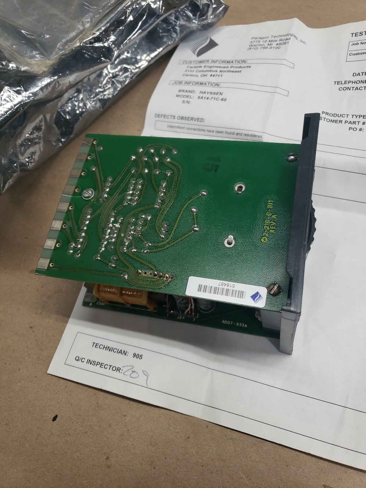 Hayssen 6A14-71C-60 Temp Controller #110Z38RM
