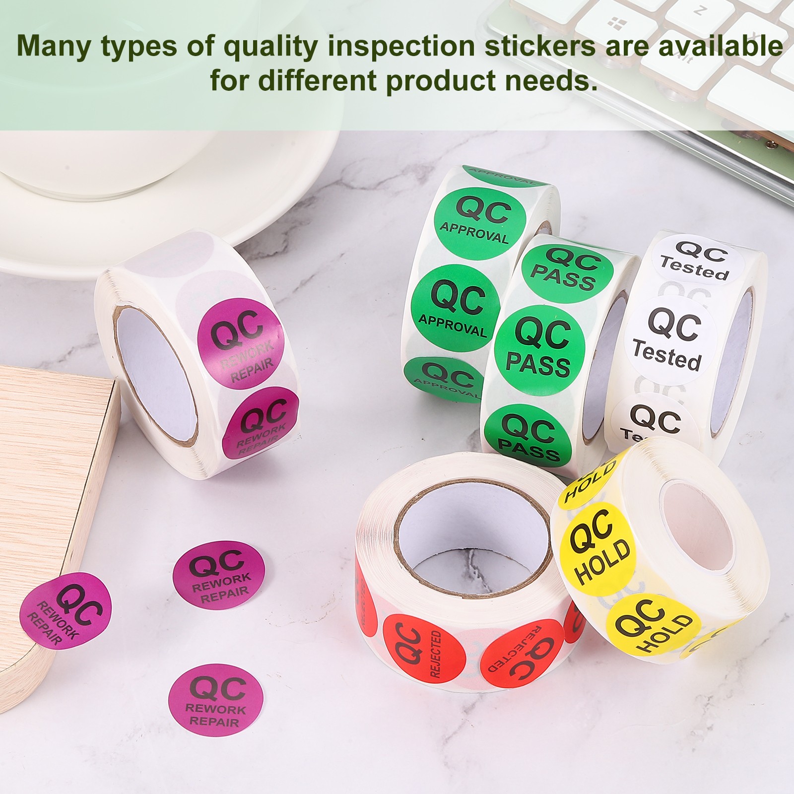 2 Roll 1000Pcs QC Rejected Labels 1 Inch Inventory Quality Control Stickers