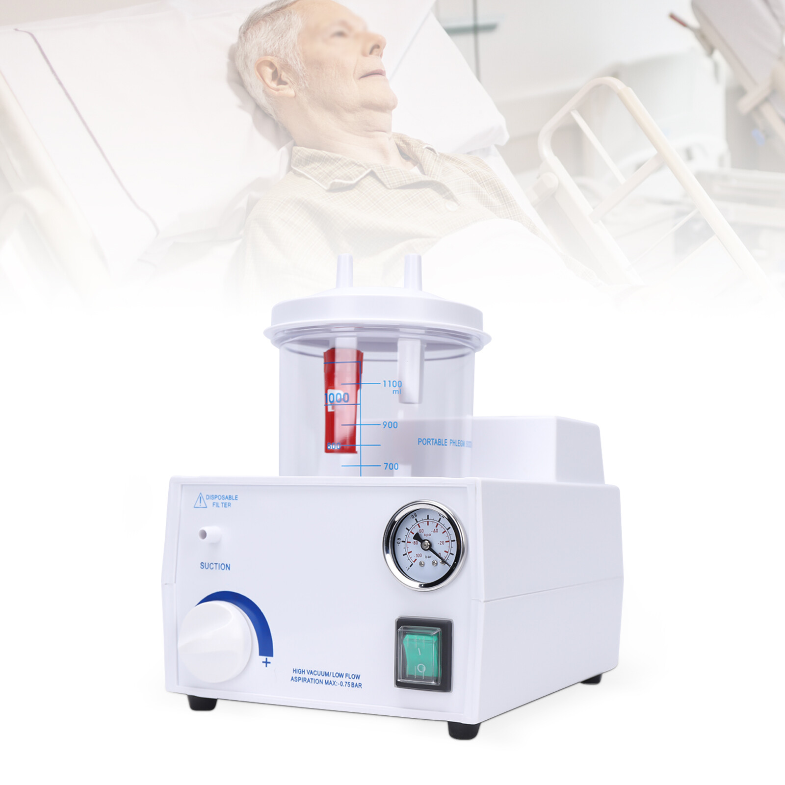 Portable Dental Phlegm Suction Unit Emergency Medical Vacuum Aspirator Machine