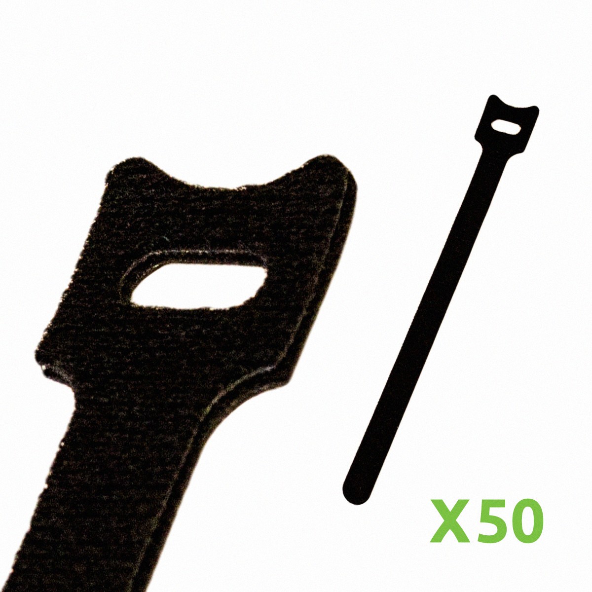 8 Inch Hook and Loop Reusable Strap Cable Cord Wire Ties 50 Pack Black