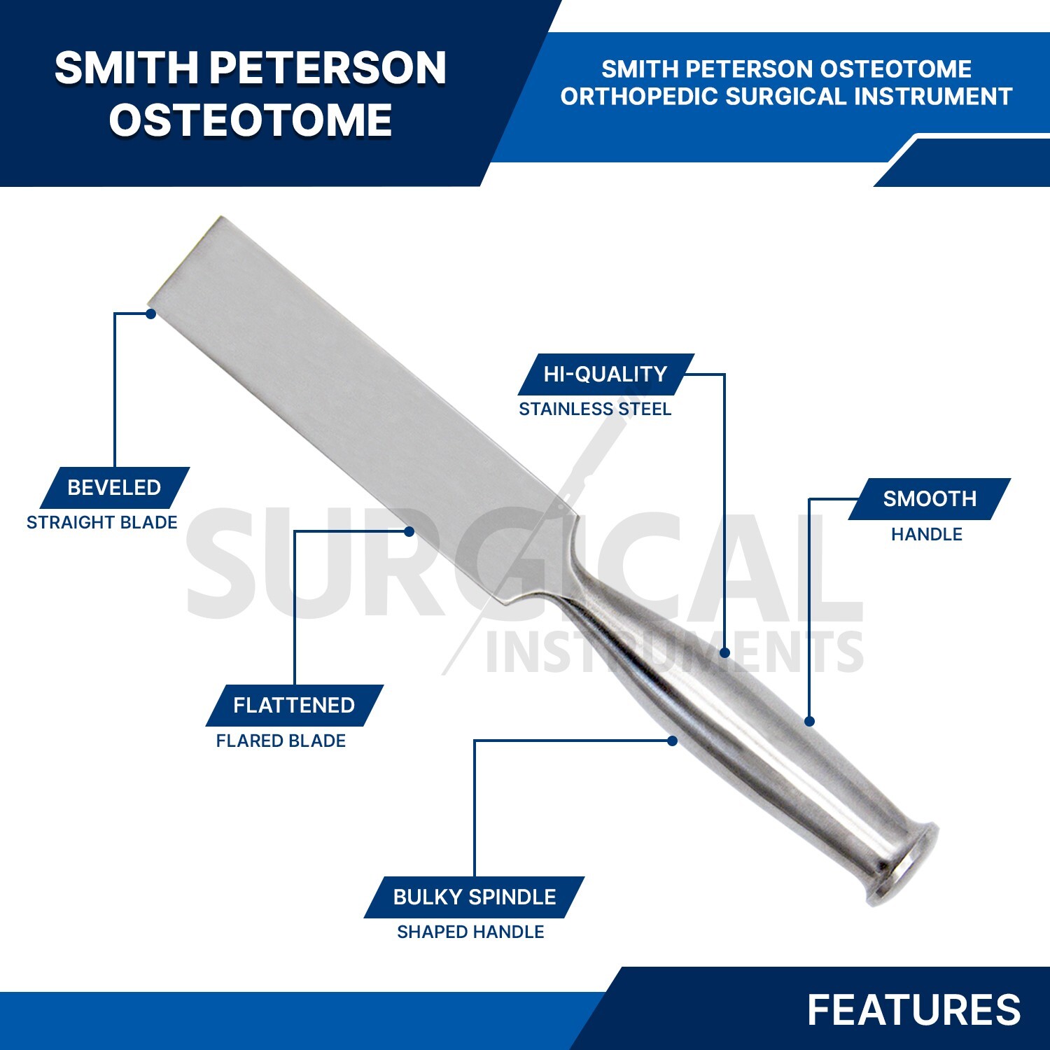 7 Pieces Set of Smith-Peterson Osteotomes Orthopedic Surgical German Grade