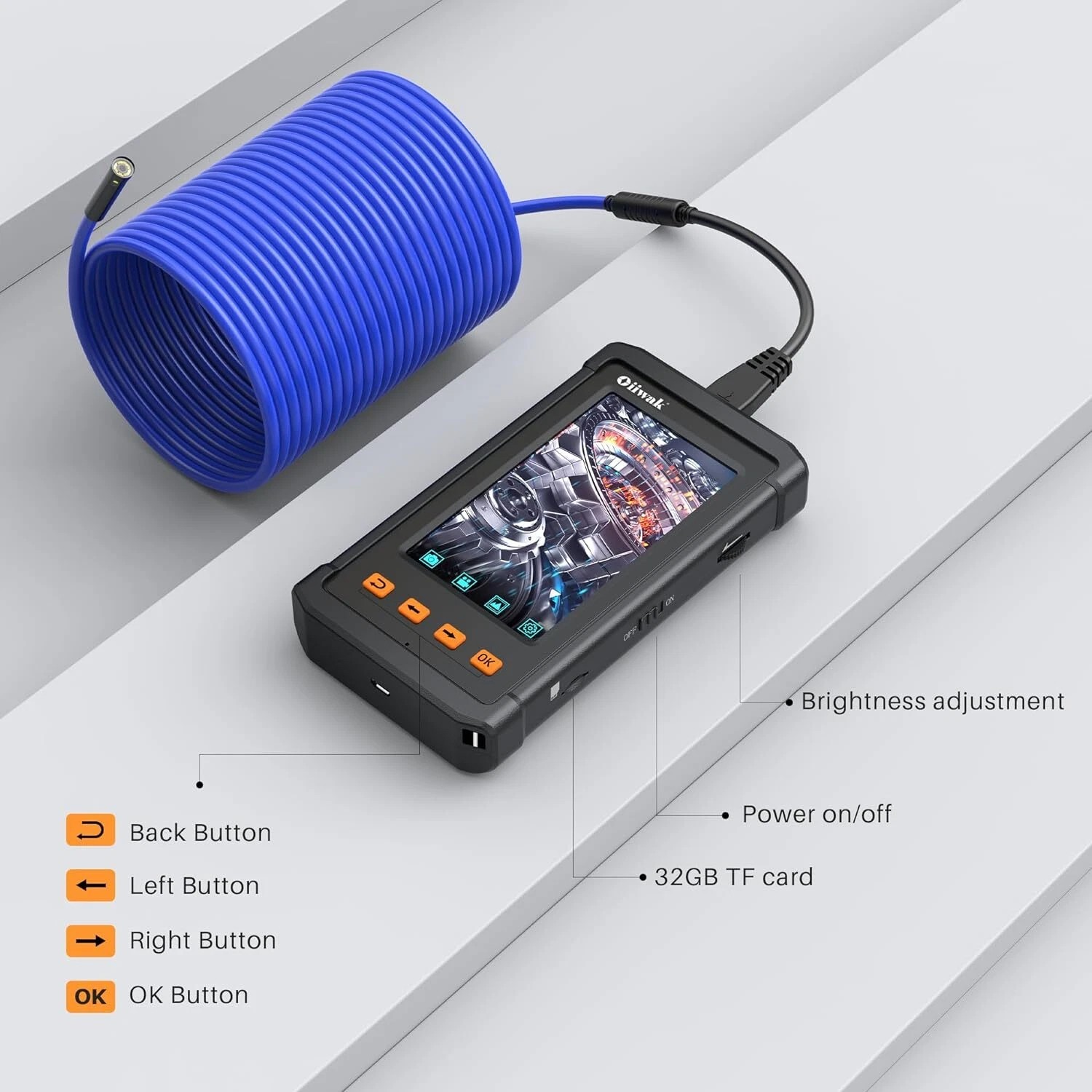 Industrial Endoscope Borescope LCD 4.3in Inspection Snake 1080P HD Video Camera