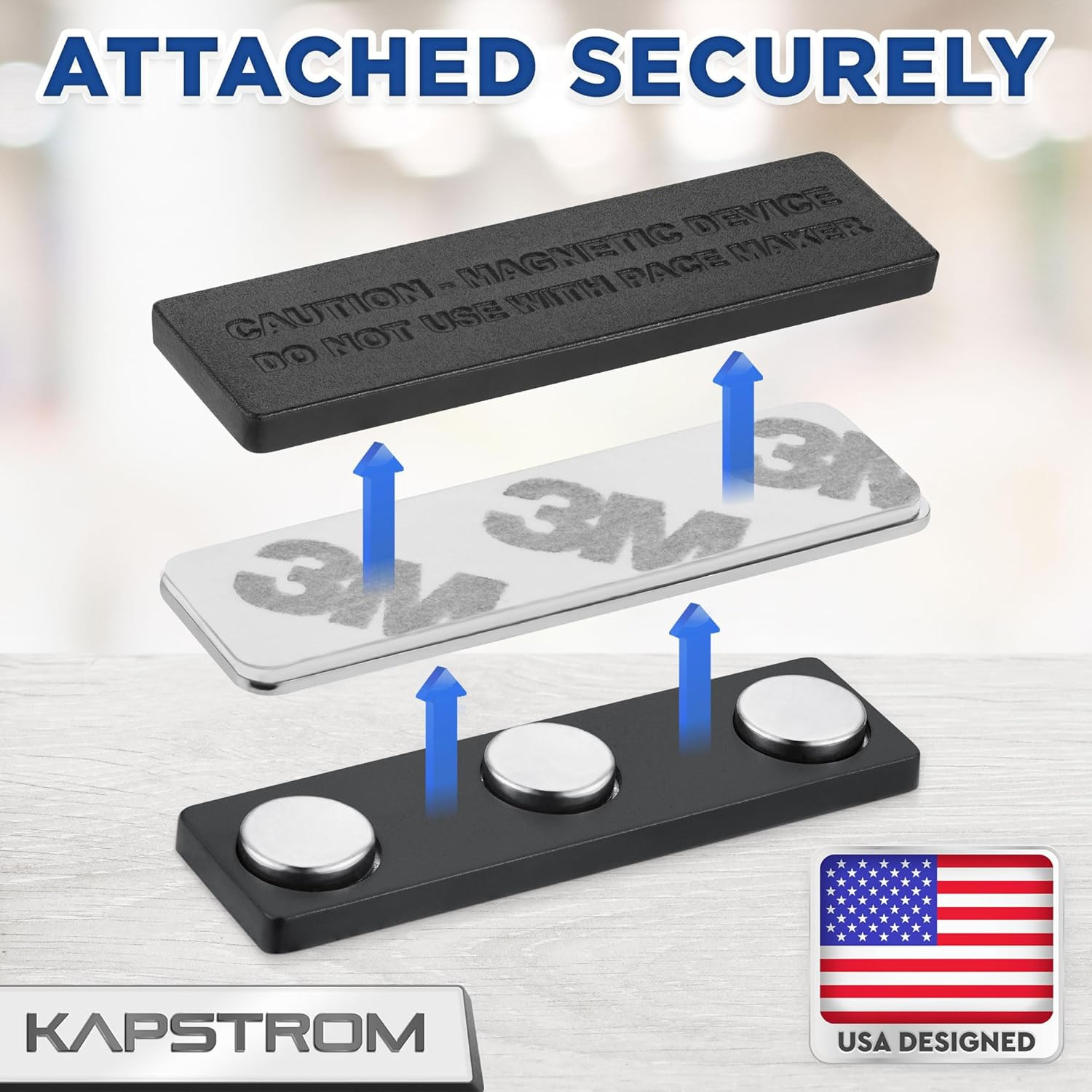 Premium Name Tag Magnets – 3 Pack, 1.75 X 0.5 Inches – Stronghold Neodymium Magn
