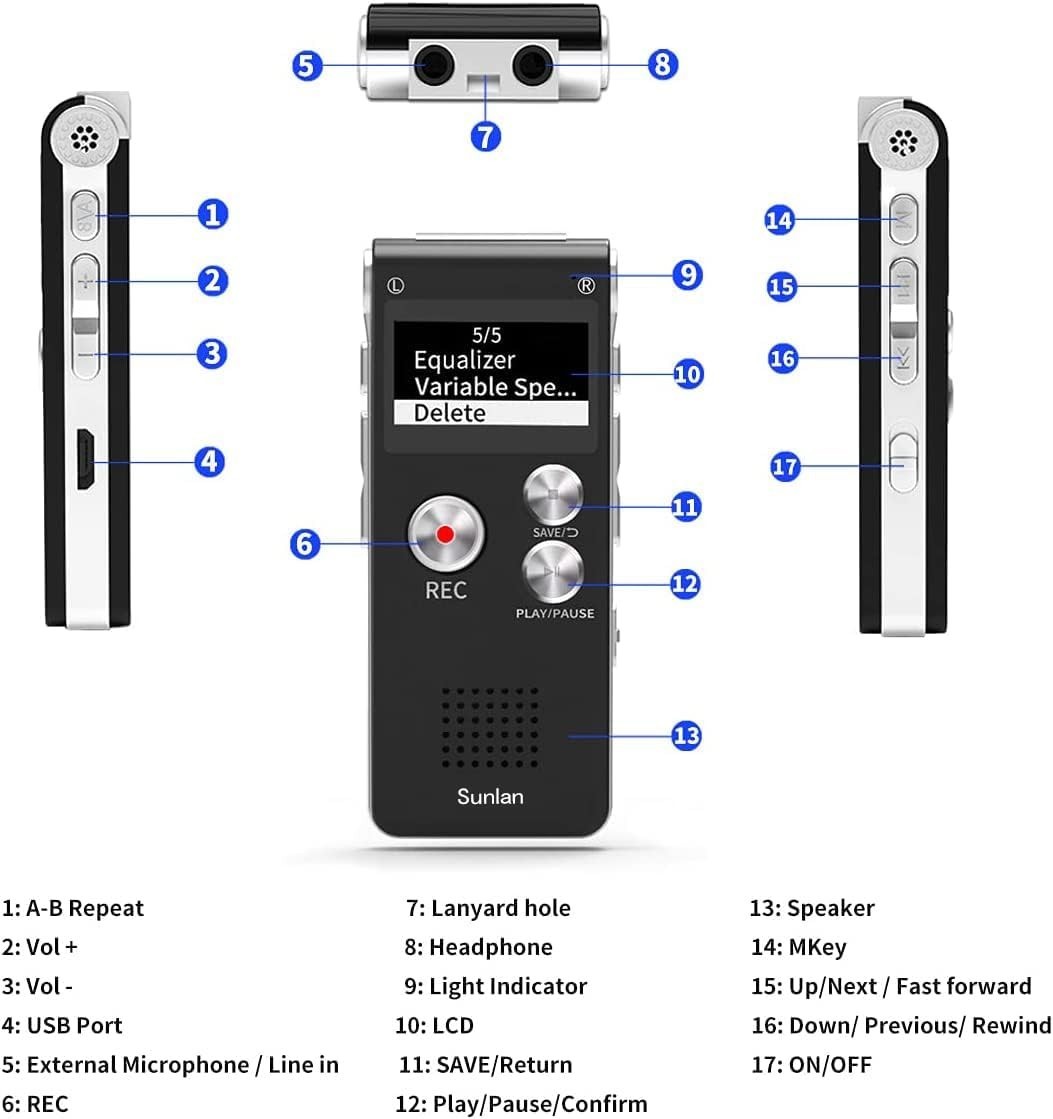 High-Quality Digital Voice Recorder – 1536kbps with Voice Activation & Playback