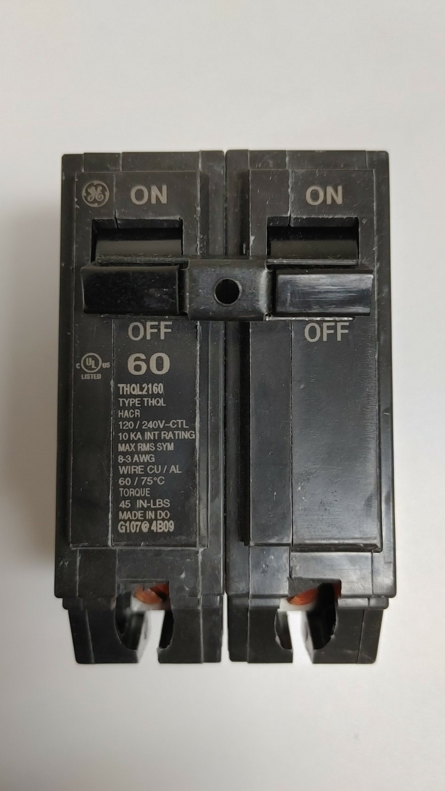 GE General Electric THQL2160 60-Amp 2-Pole 120/240VAC Breaker
