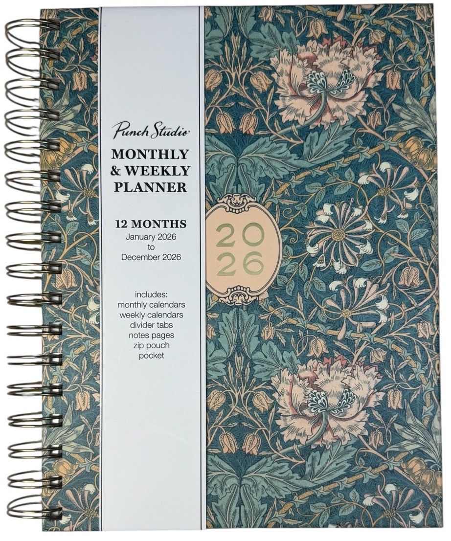 2026 Spiral Weekly Monthly Planner 12 Month PUNCH STUDIO Paperback GREEN 6.5 X 9