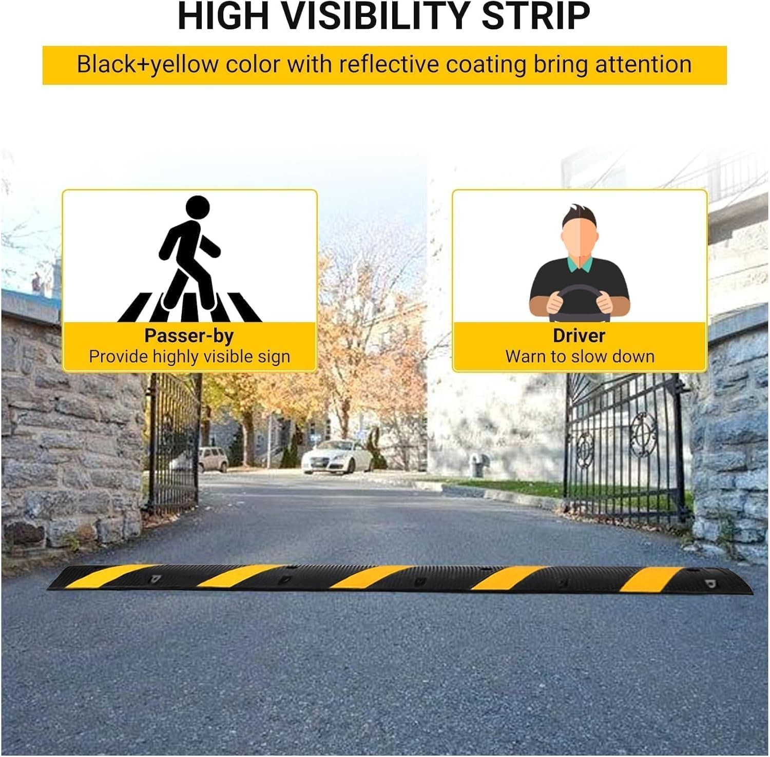 2 Pack of Rubber Speed Bumps 6 ft Heavy Duty for Driveway Parking 25000 LBS Load