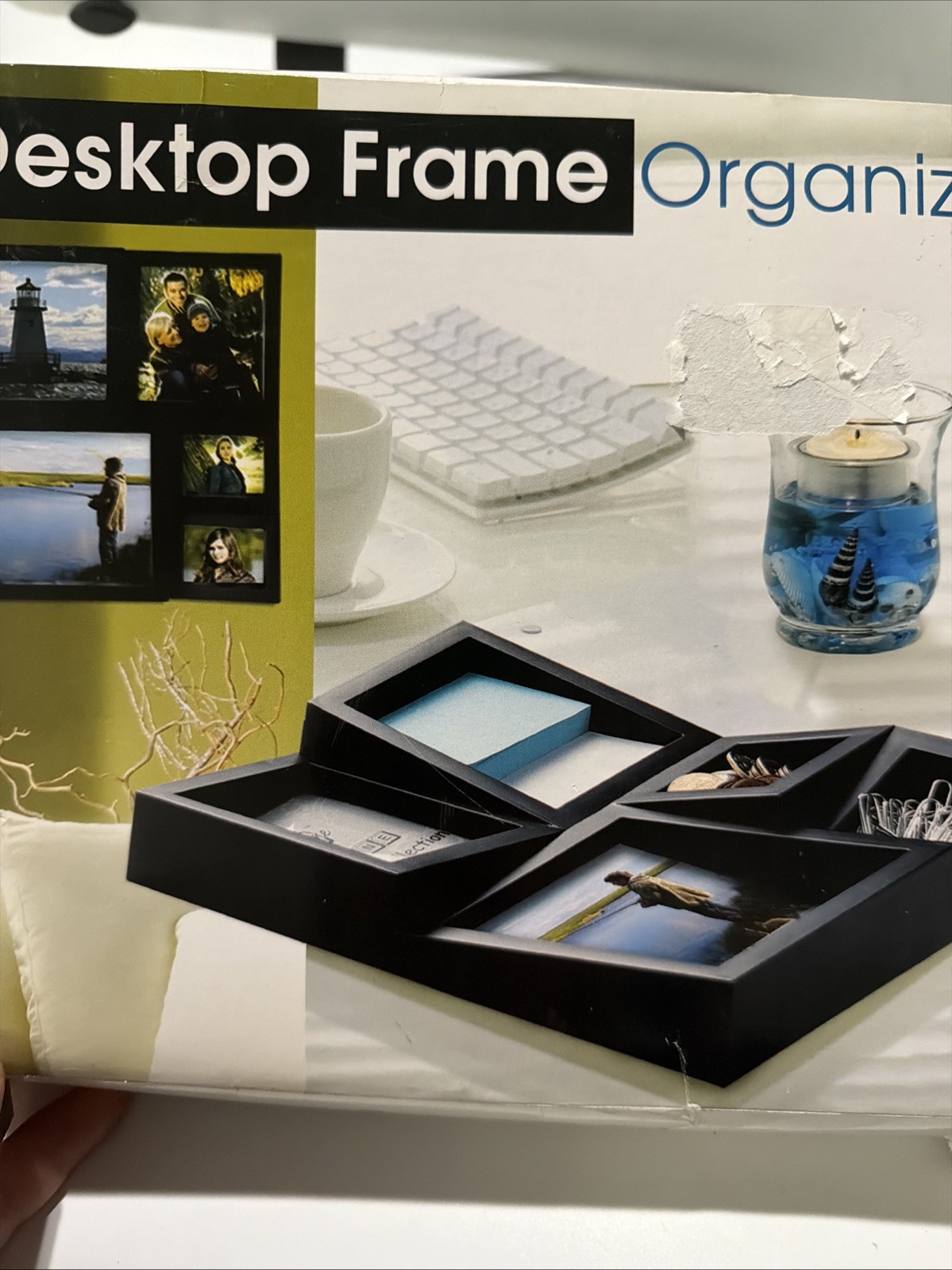 Wooden Desktop Organizer 5 Photo Frame 8.75 In X 7.75 In