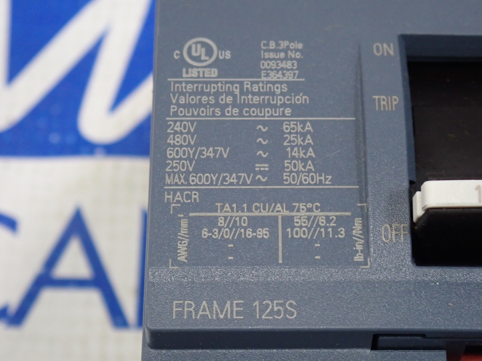 Siemens 3VA4 Circuit Breaker 3VA4110-4ED34-0AA0 100A 3P 25kA @ 480VAC – TESTED