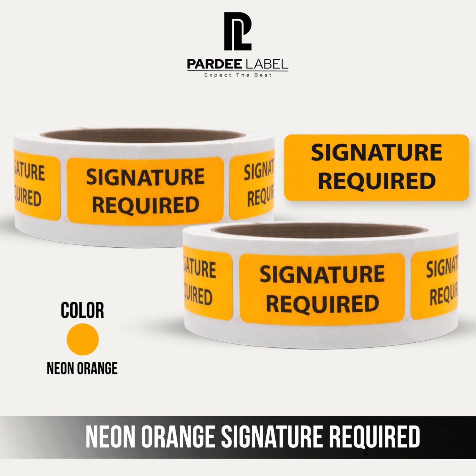 Signature Required Stickers Neon Orange 1×1-1/2″ in – 250 Labels/Roll