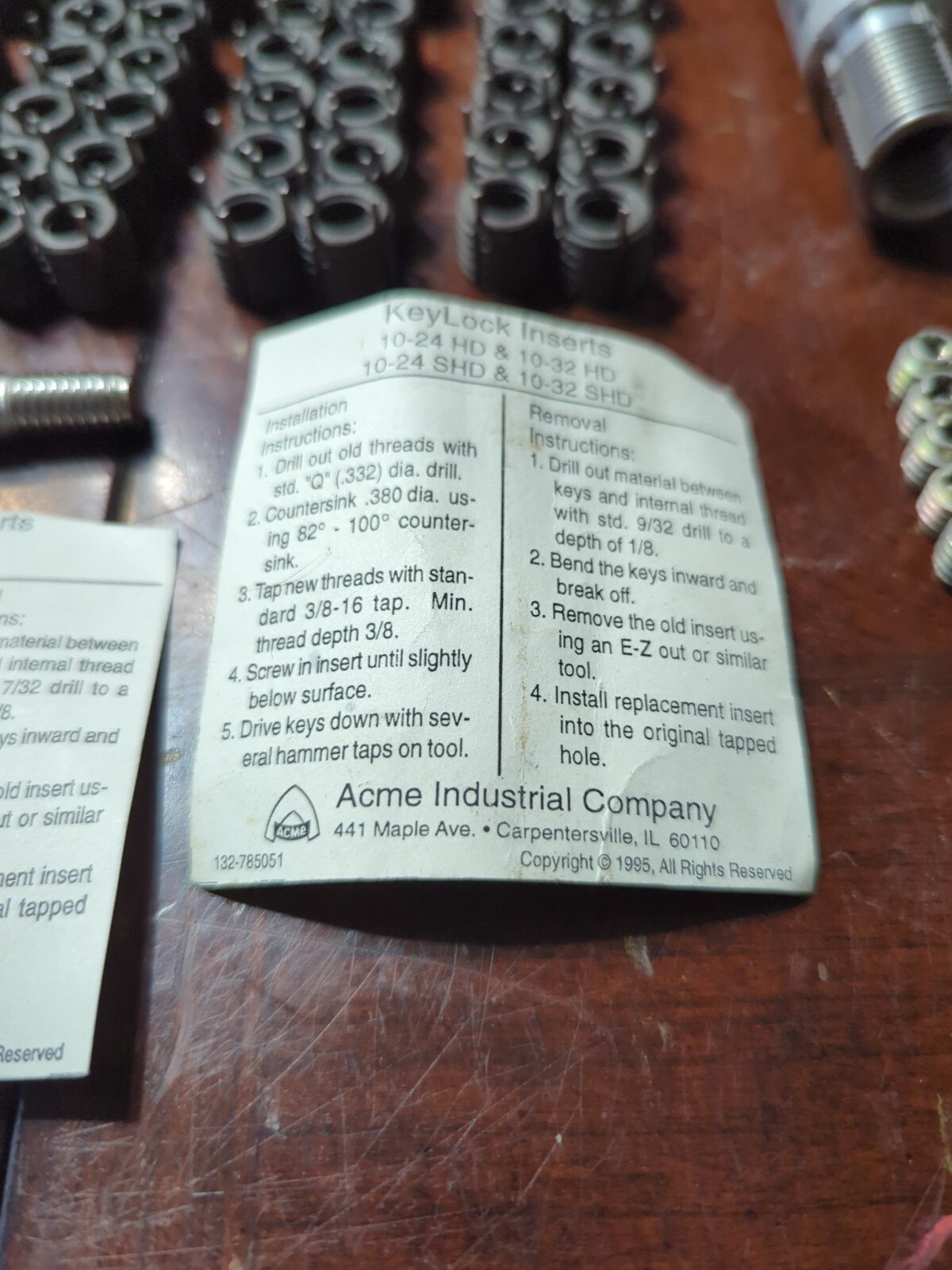 Huge 292 Piece Keylock Insert Set Acme, Carr & Others Inc 6 Tools