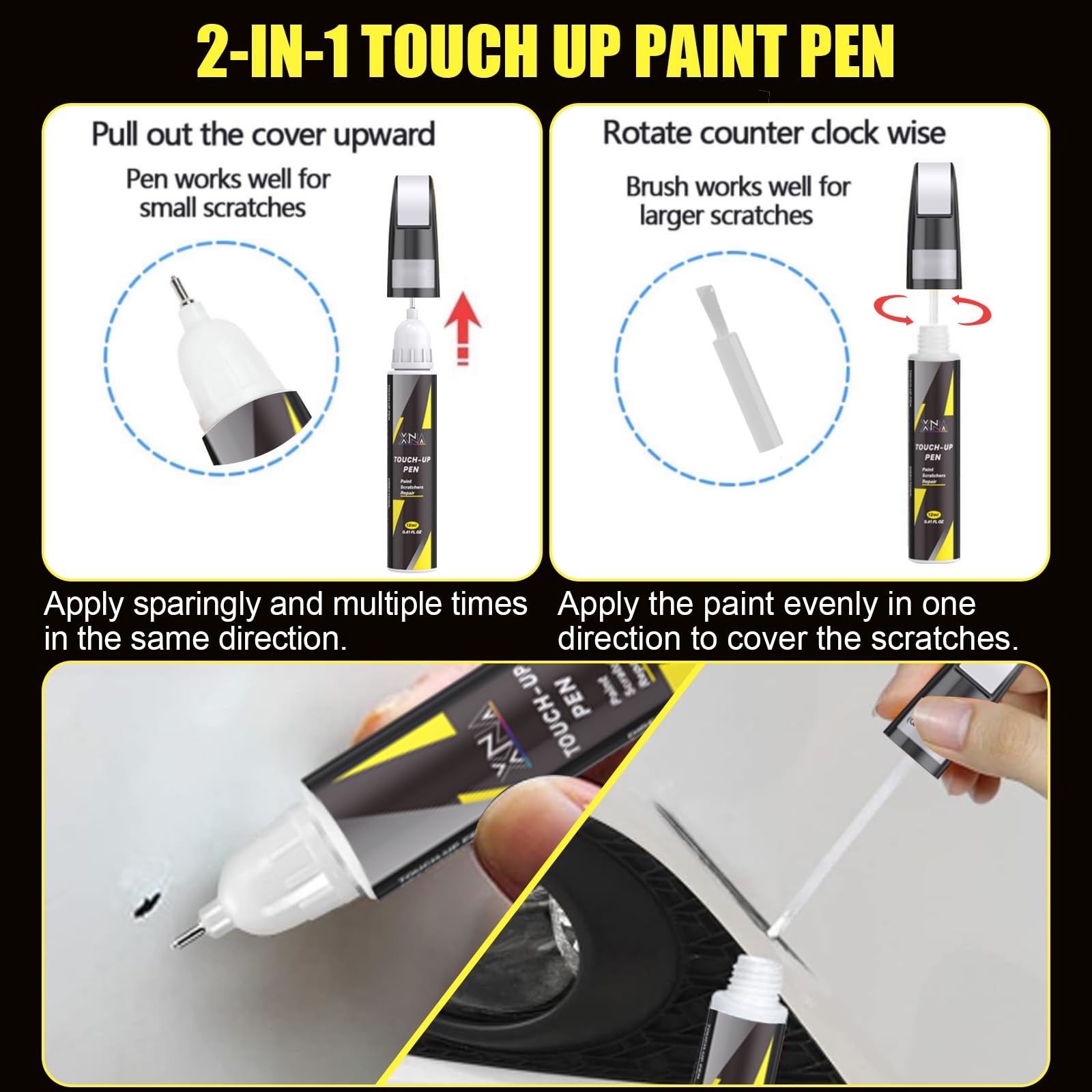 Car Touch Up Paint Summit WhiteGAZ/WA8624 for Chevrolet, 2 in 1 Car Scratch R…