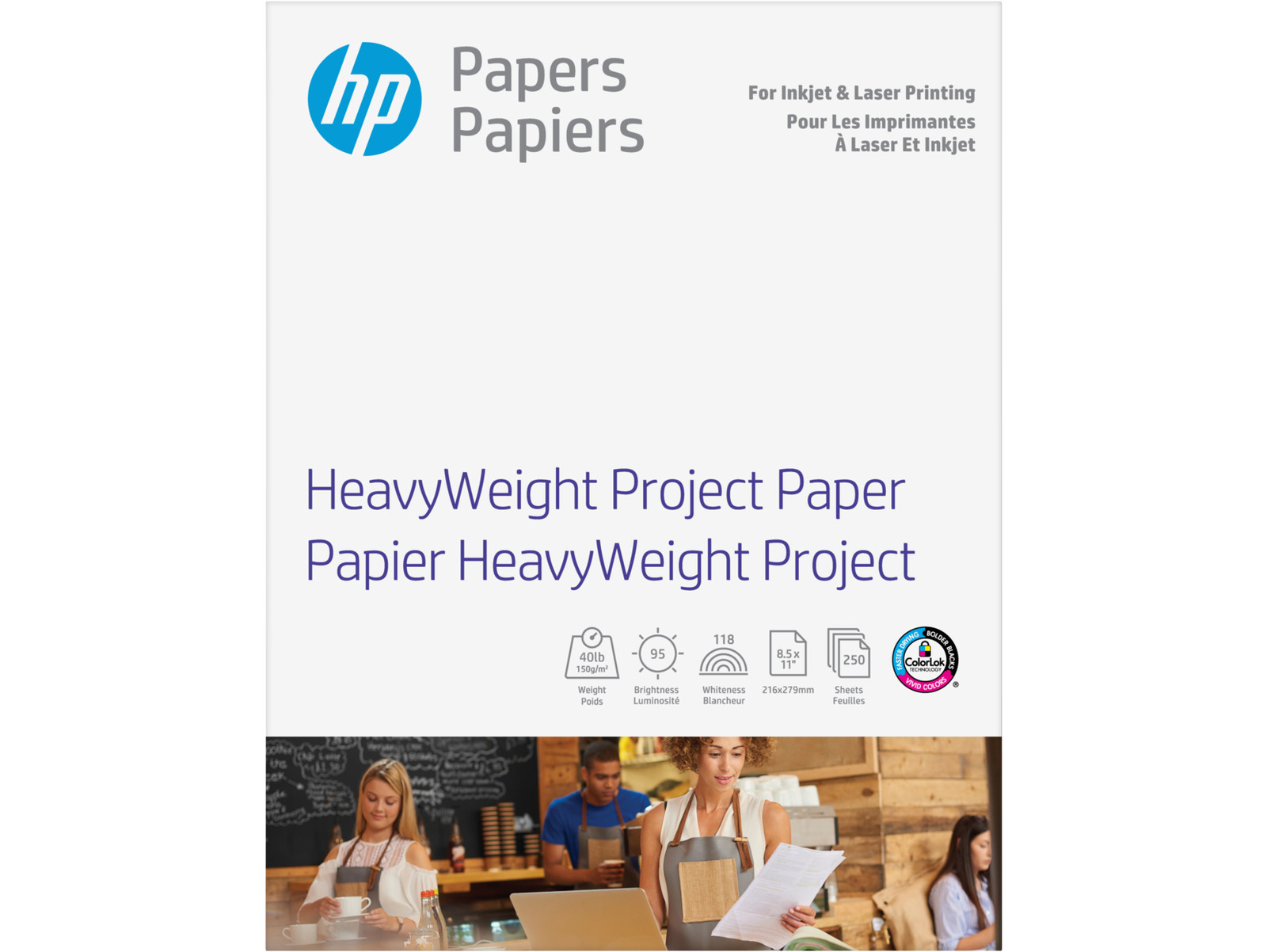 HP 40-lb Heavyweight Project Paper | 250 Sheets | Letter | 8.5 x 11 in