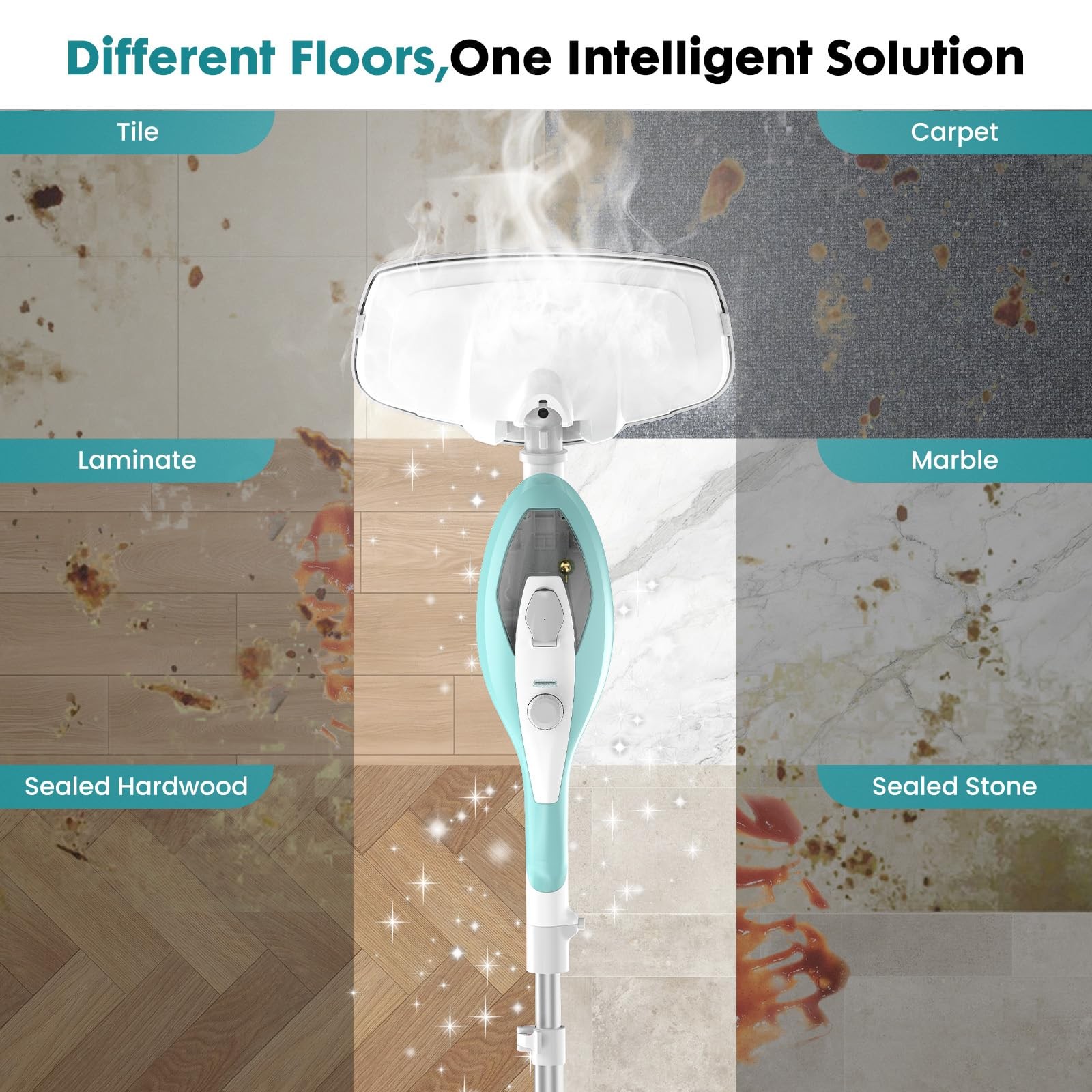 DUMOS 10 in 1 Multifunctional Steam Mop 1550W Detachable Handheld Steam Cleaner