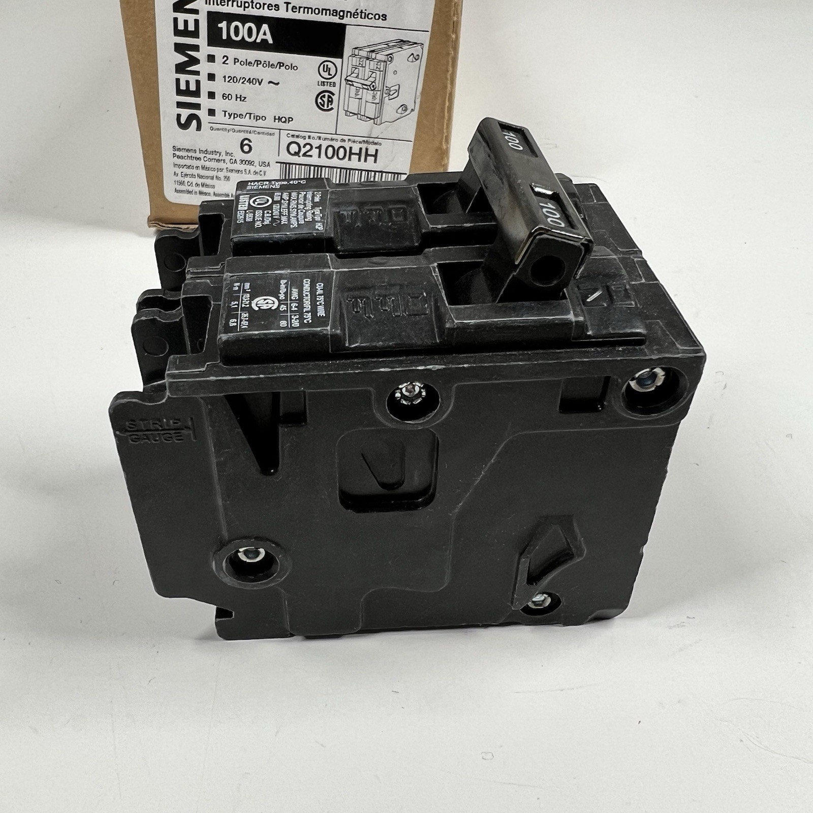 (1) Siemens Q2100HH 100 Amp, 2 Pole, 120/240VAC Bolt-On Circuit Breaker New