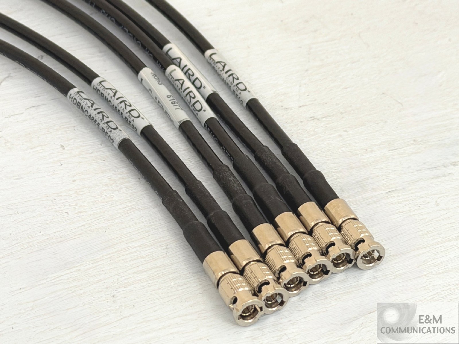 LOT OF 6 LAIRD HDBNC4855-BF02 HD-BNC MALE TO STD BNC FEMALE 12G-HD-SDI CABLE 2FT