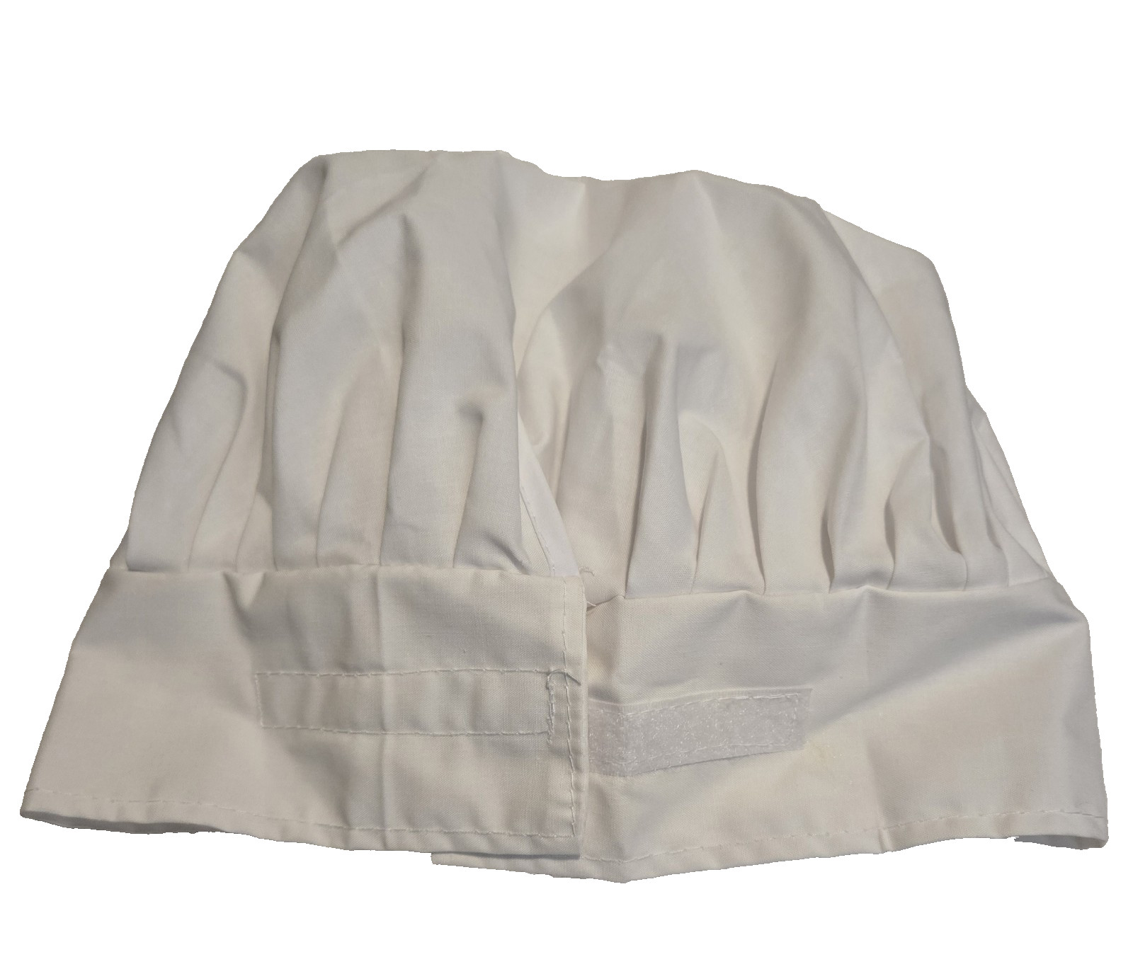 White Chef’s Hat Poly/Cotton Blend w/ Hook & Loop Fastener–Black Fiber on H & L