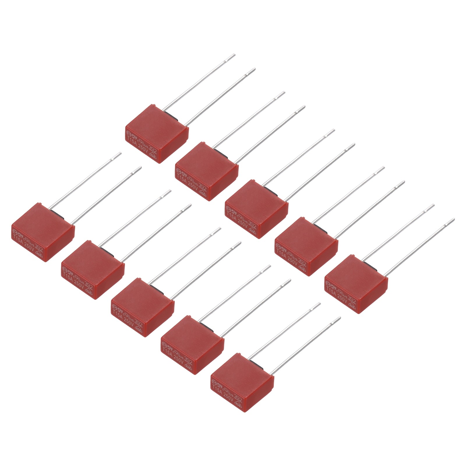 15Pcs DIP Mounted Miniature Square Slow Blow Micro Fuse T15A 15A 250V Red