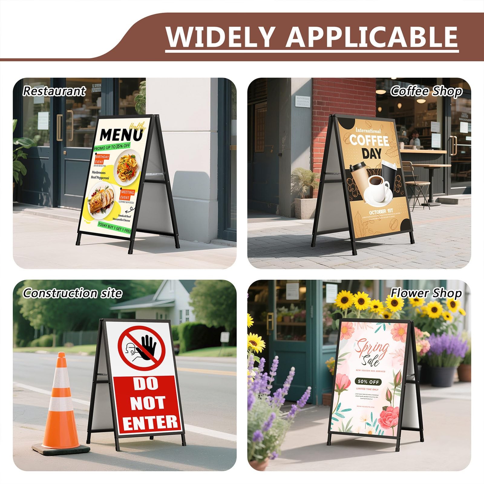 Cakokow A Frame Sign 24×36 Sandwich Board Double-Sided Folding Sign Display