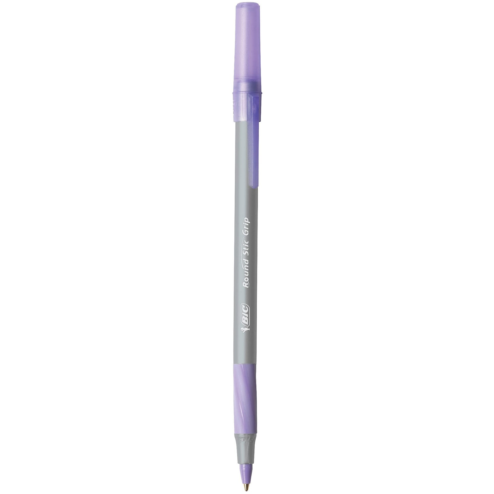 BIC Round Stic Grip Xtra Comfort Fashion Ball 12 Count (Pack of 1), Purple
